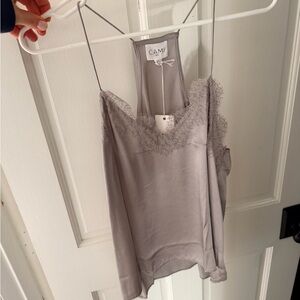 Cami NYC Silver Lace Trim Camisole